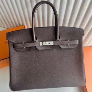 Hermes Birkin 35 Retourne Handmade Bag in Ebene Barenia Faubourg Calfskin