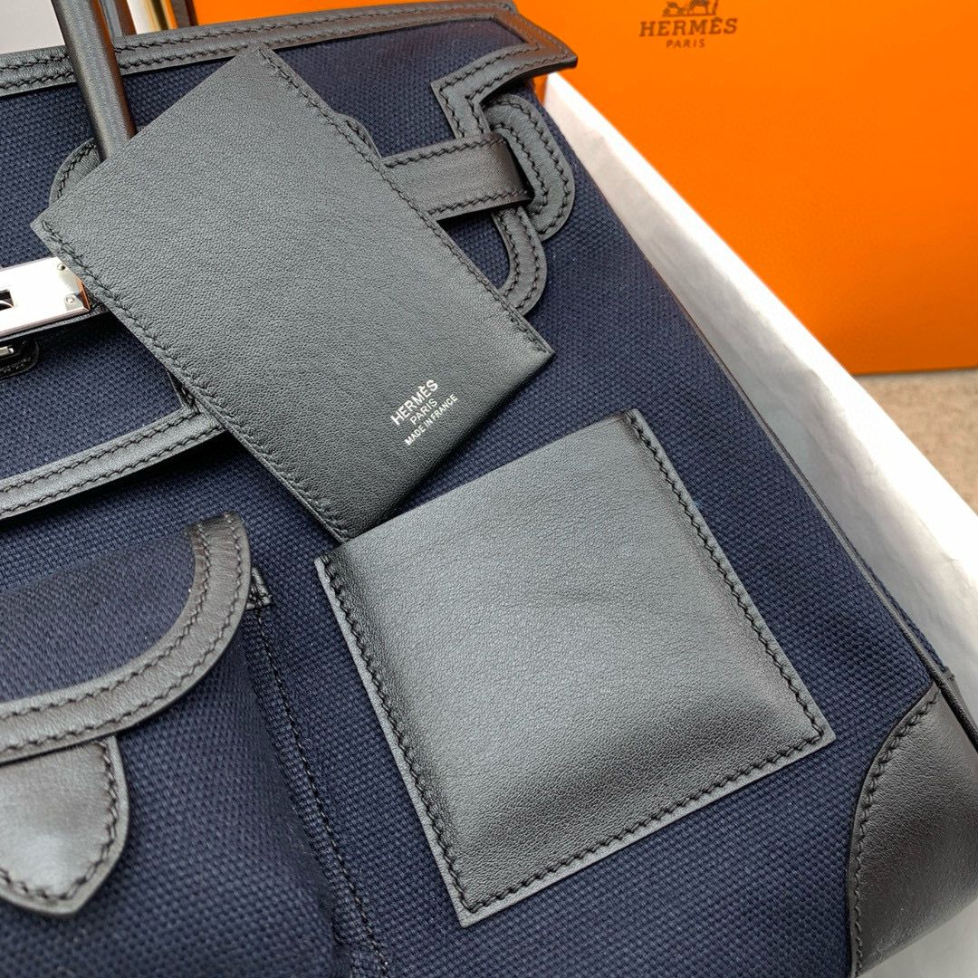 Hermes Cargo Birkin 35cm Limited-edition Bag in Navy Blue Canvas - Image 9