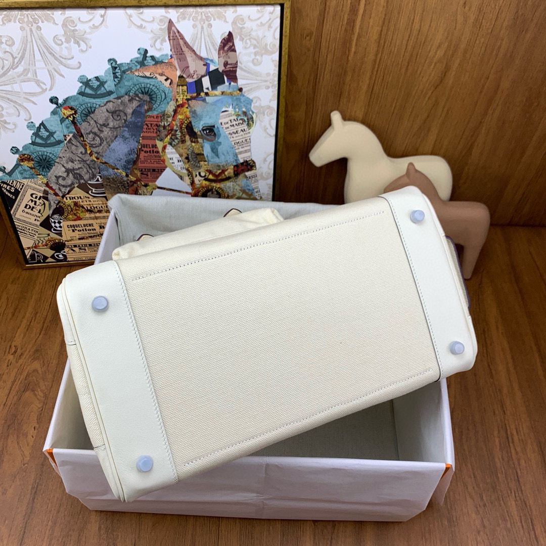 Hermes Cargo Birkin 35cm Limited-edition Bag in White Canvas - Image 9