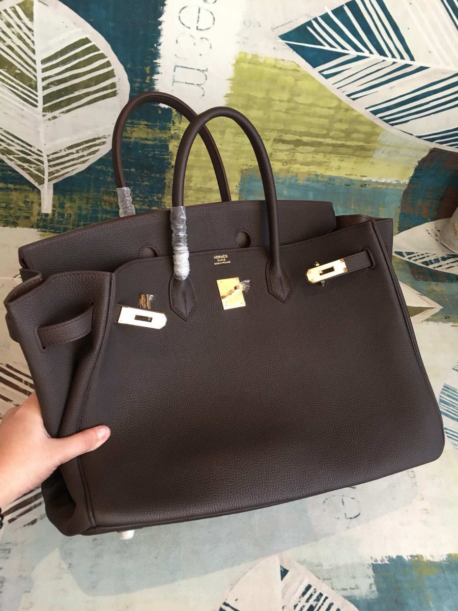 Hermes Birkin 40 Handmade Bag In Chocolat Clemence Leather - Image 5