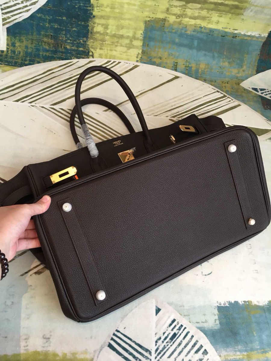 Hermes Birkin 40 Handmade Bag In Chocolat Clemence Leather - Image 10