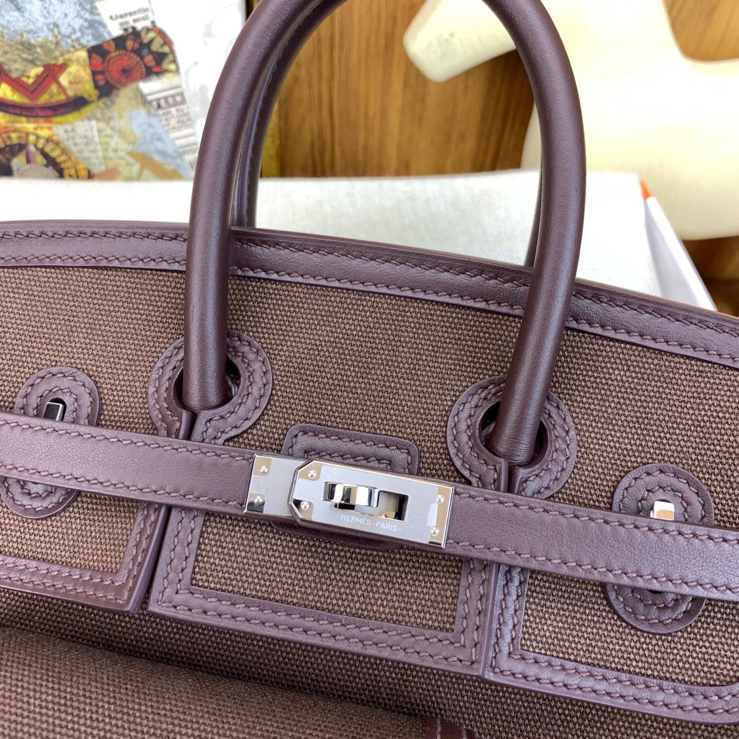Hermes Birkin Cargo 25 Bag in Rouge Sellier Toile and Swift Leather - Image 7