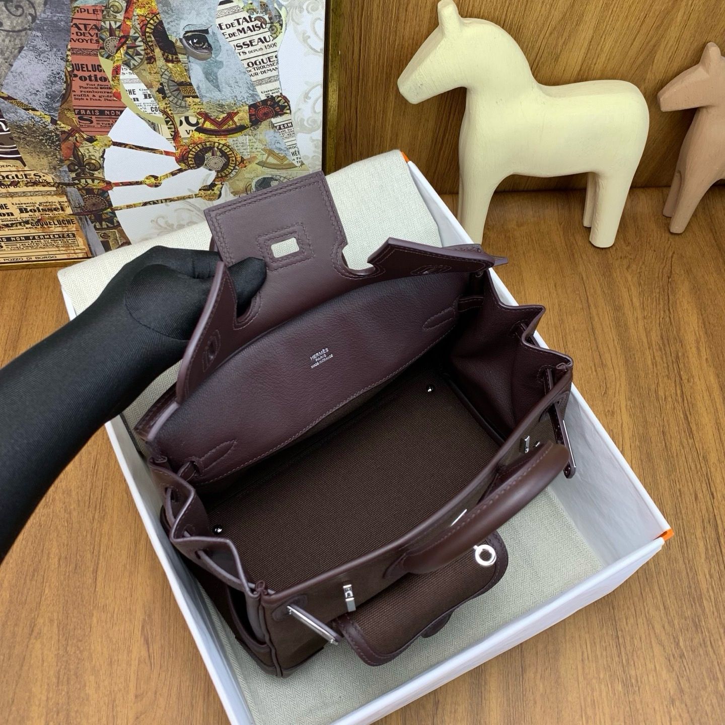 Hermes Birkin Cargo 25 Bag in Rouge Sellier Toile and Swift Leather - Image 9