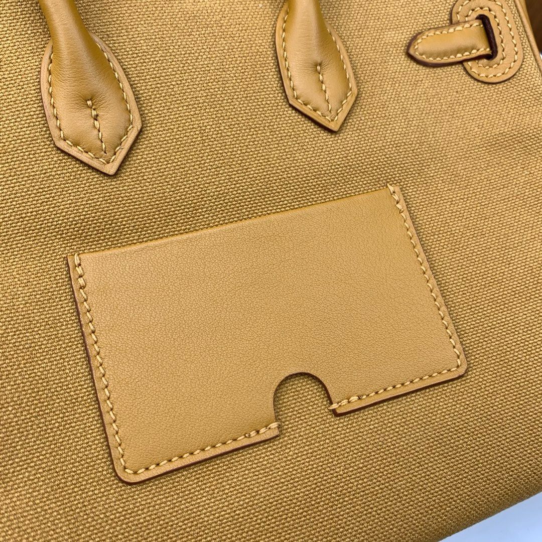 Hermes Birkin Cargo 25 Bag in Sesame Toile and Swift Leather - Image 9