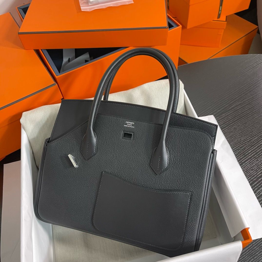 Hermes Birkin 30 en Desordre Bag in Black Swift and Clemence Leather - Image 8