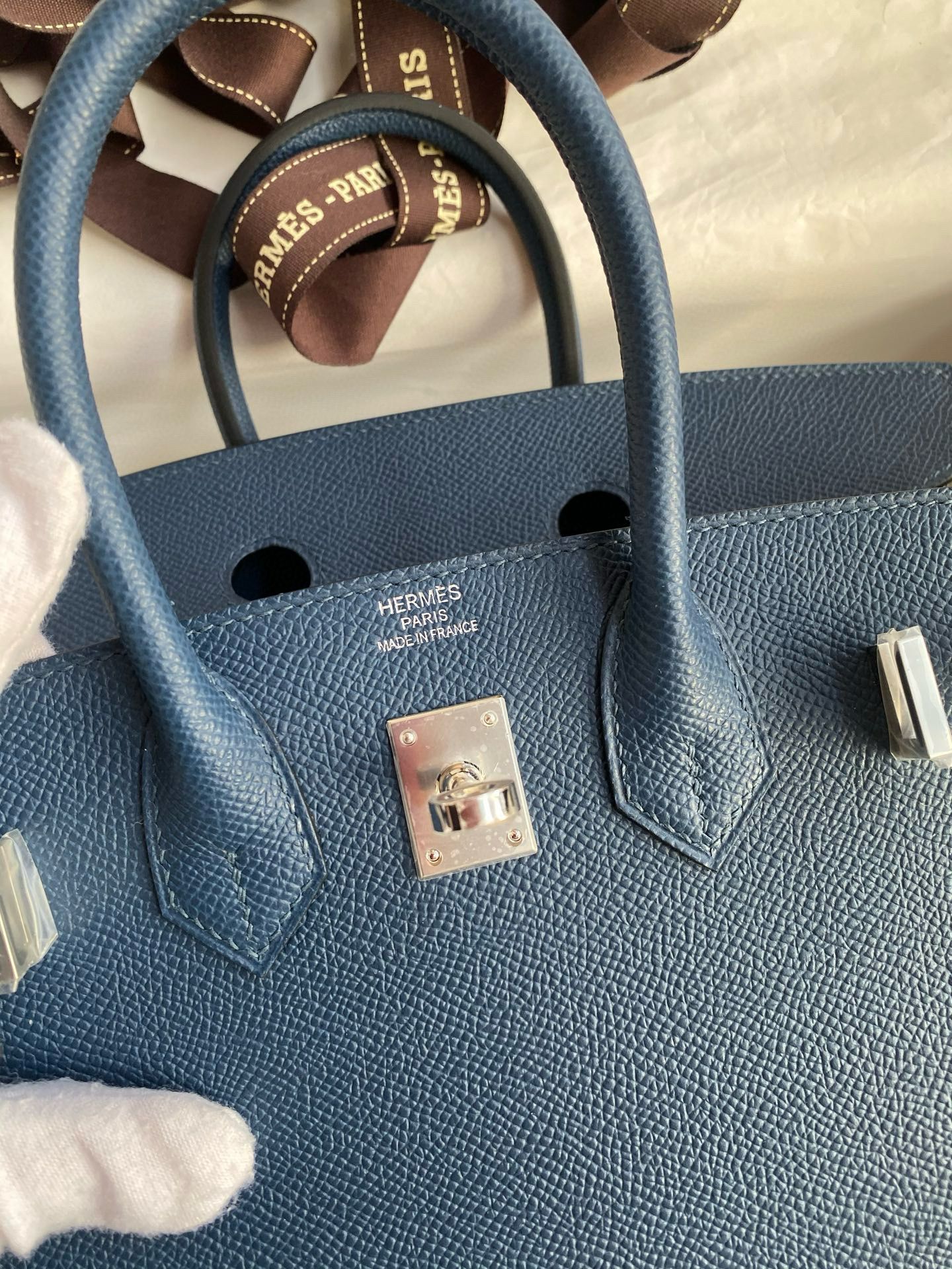 Hermes Birkin 25 Sellier Handmade Bag in Deep Blue Epsom Calfskin - Image 8