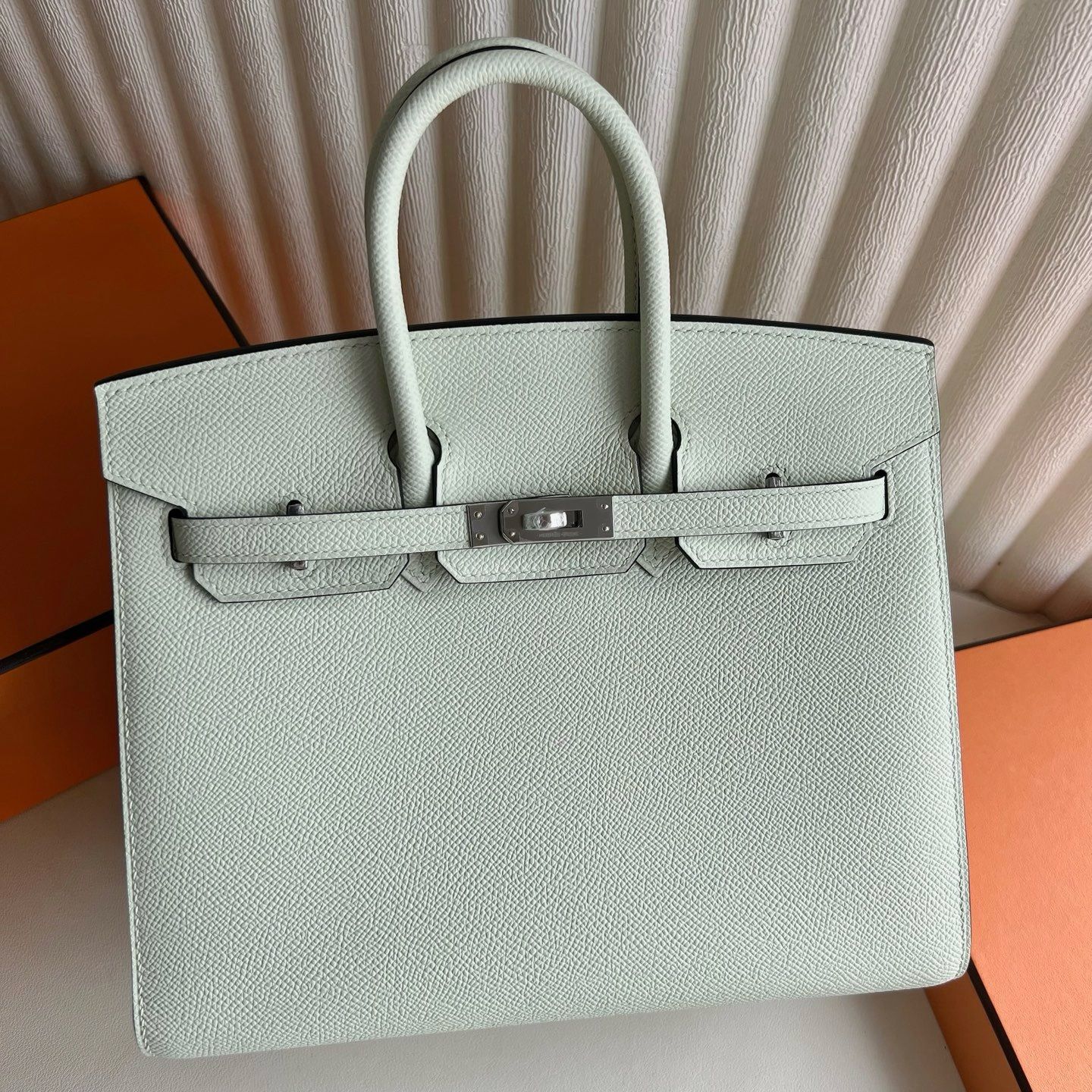 Hermes Birkin 25 Sellier Handmade Bag in Vert Fizz Epsom Calfskin