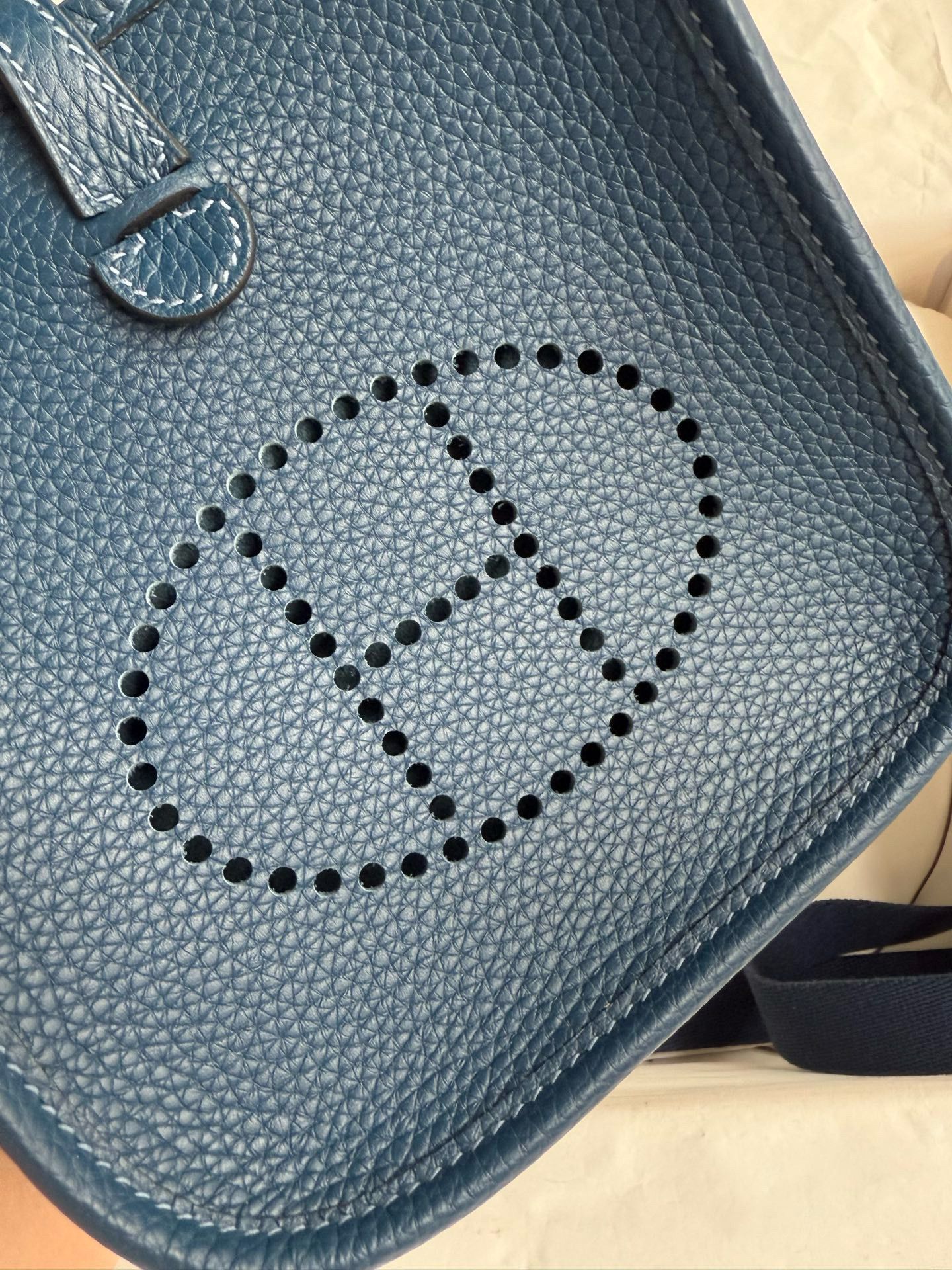 Hermes Evelyne Mini Handmade Bag in Deep Blue Clemence Leather - Image 6