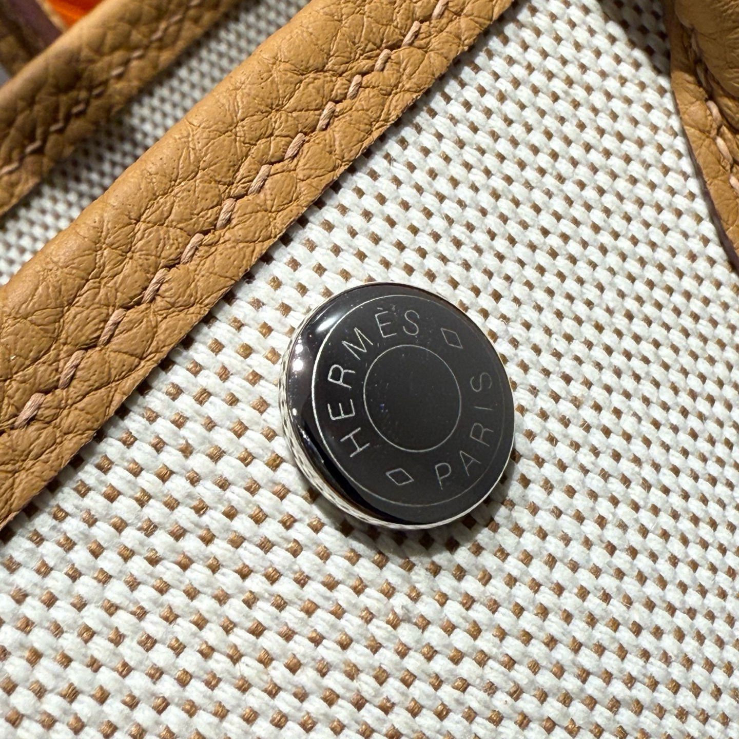 Hermes Neo Garden Party 23 Bag in Canvas and Chai Negonda Calfskin - Image 11