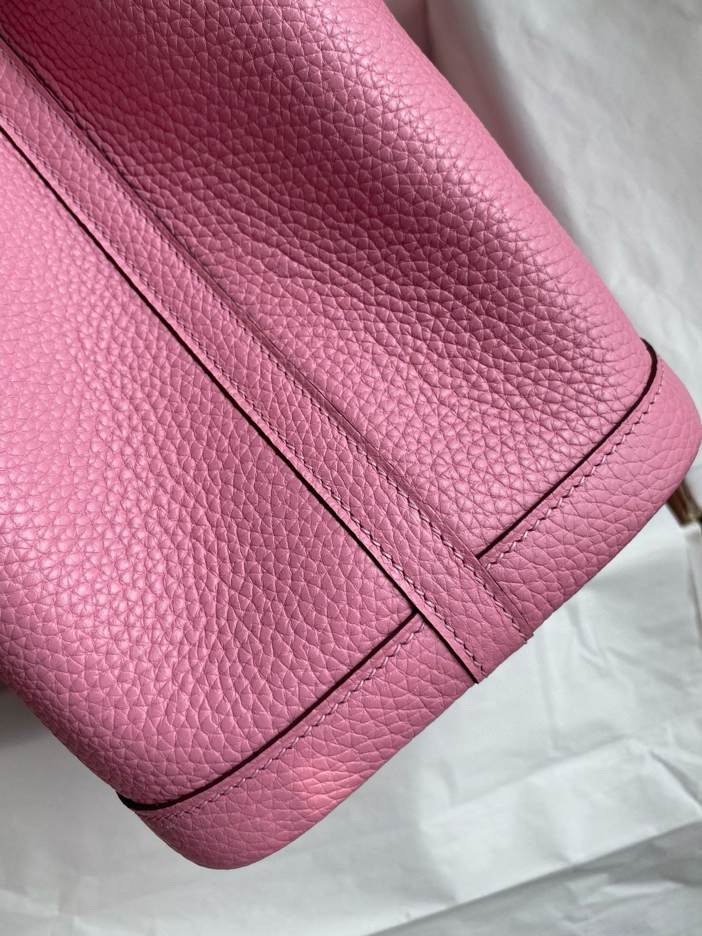 Hermes Garden Party 30 Handmade Bag in Rose Sakura Clemence Leather - Image 7