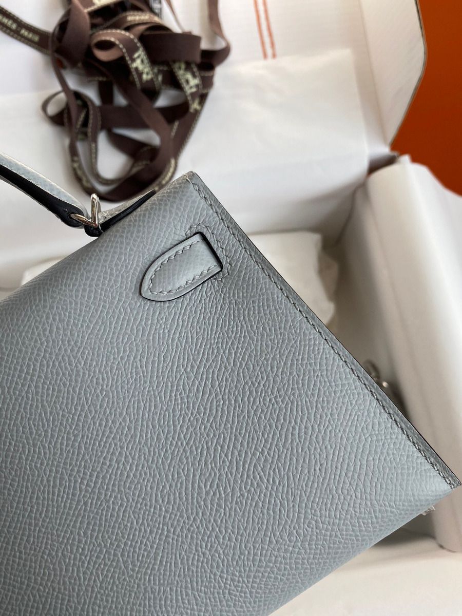 Hermes Kelly Mini II Sellier Handmade Bag In Blue Glacier Epsom Calfskin - Image 6