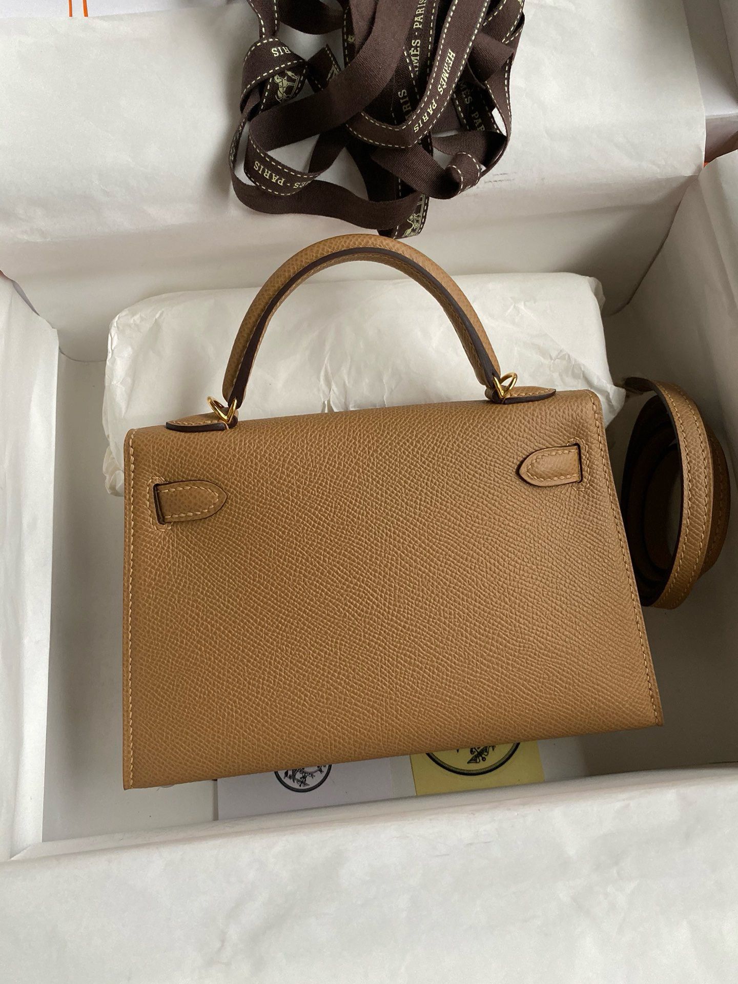 Hermes Kelly Mini II Sellier Handmade Bag In Chai Epsom Calfskin - Image 3