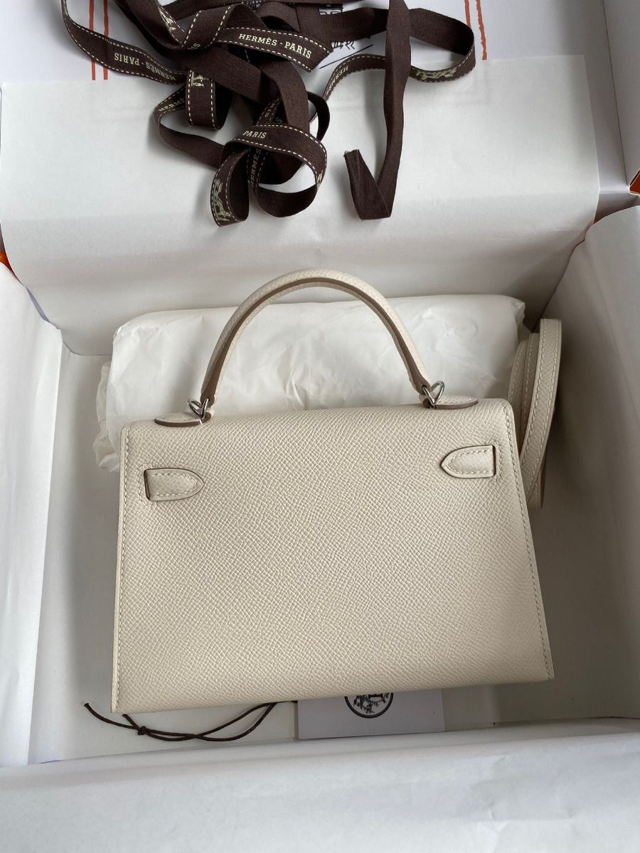Hermes Kelly Mini II Sellier Handmade Bag In Craie Epsom Calfskin - Image 3