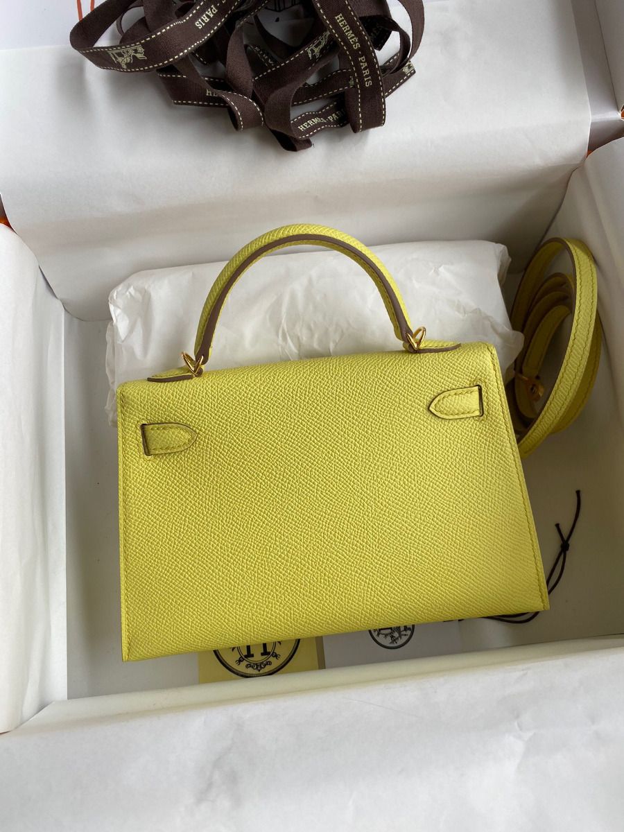 Hermes Kelly Mini II Sellier Handmade Bag In Lime Epsom Calfskin - Image 3