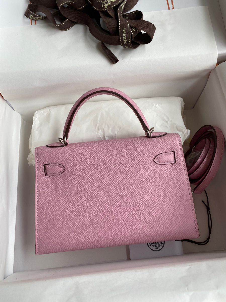 Hermes Kelly Mini II Sellier Handmade Bag In Mauve Sylvestre Epsom Calfskin - Image 3
