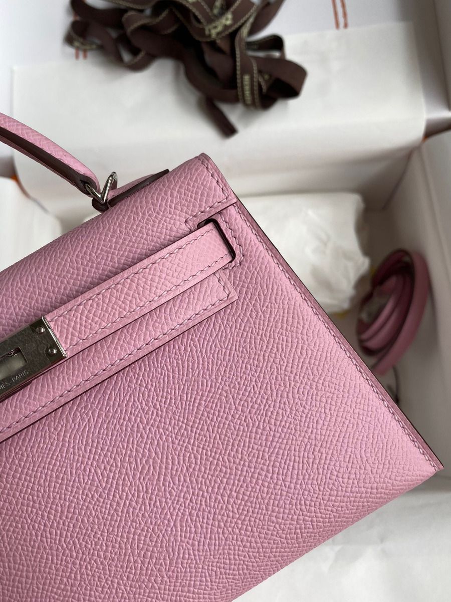 Hermes Kelly Mini II Sellier Handmade Bag In Mauve Sylvestre Epsom Calfskin - Image 5