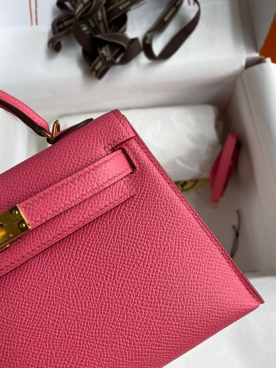 Hermes Kelly Mini II Sellier Handmade Bag In Rose Azalee Epsom Calfskin - Image 5