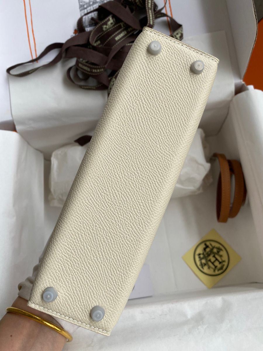 Hermes HSS Kelly Mini II Sellier Tri-color Bag In Craie/Pink/Gold Epsom Calfskin - Image 4