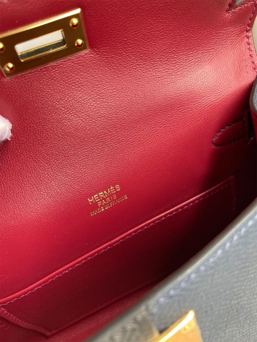 Hermes Kelly Mini II Sellier Tri-color Bag In Black/Blue Indigo/Red Calfskin - Image 10