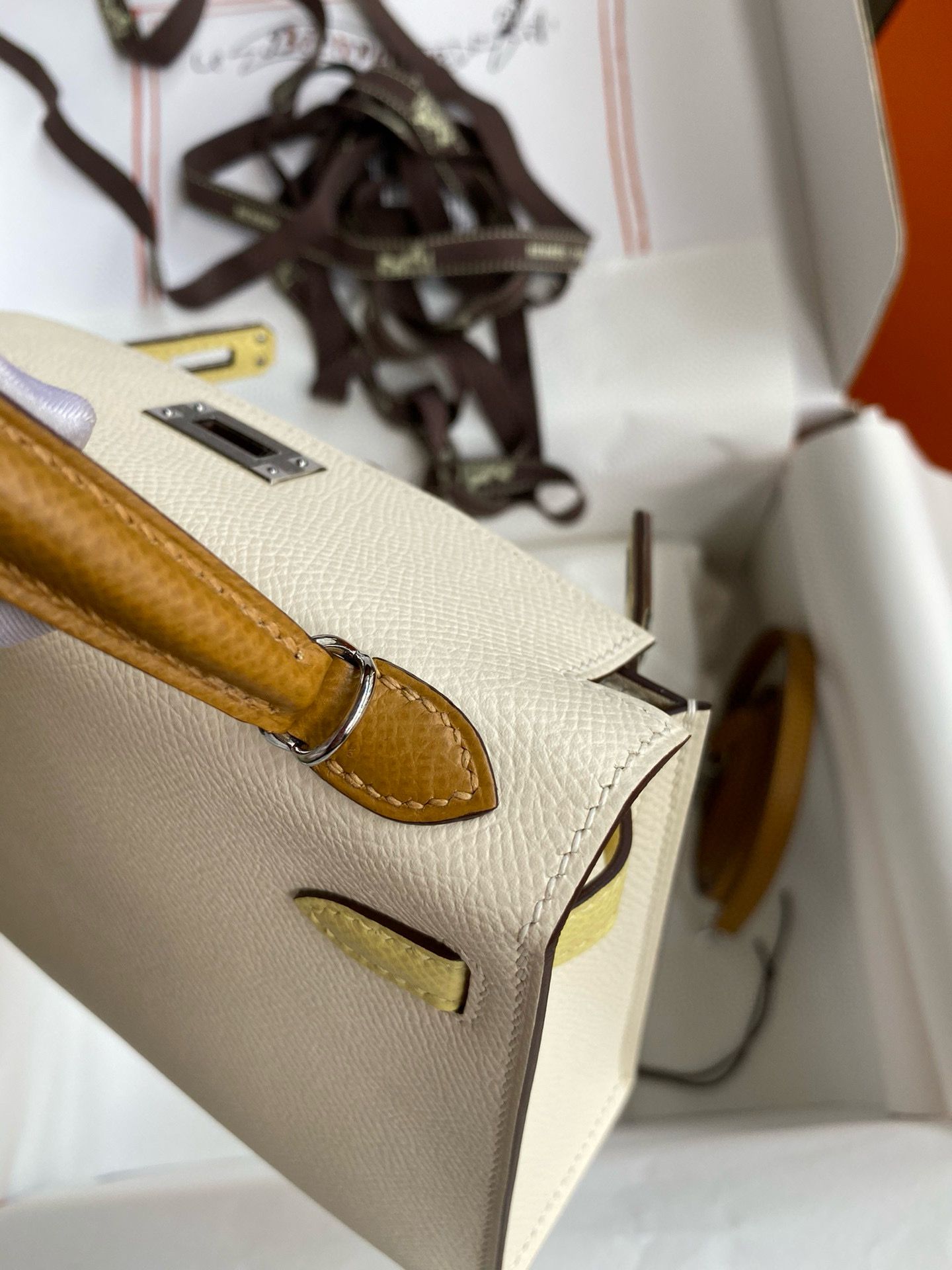 Hermes HSS Kelly Mini II Sellier Tri-color Bag in Nata/Craie/Black Epsom Calfskin - Image 8