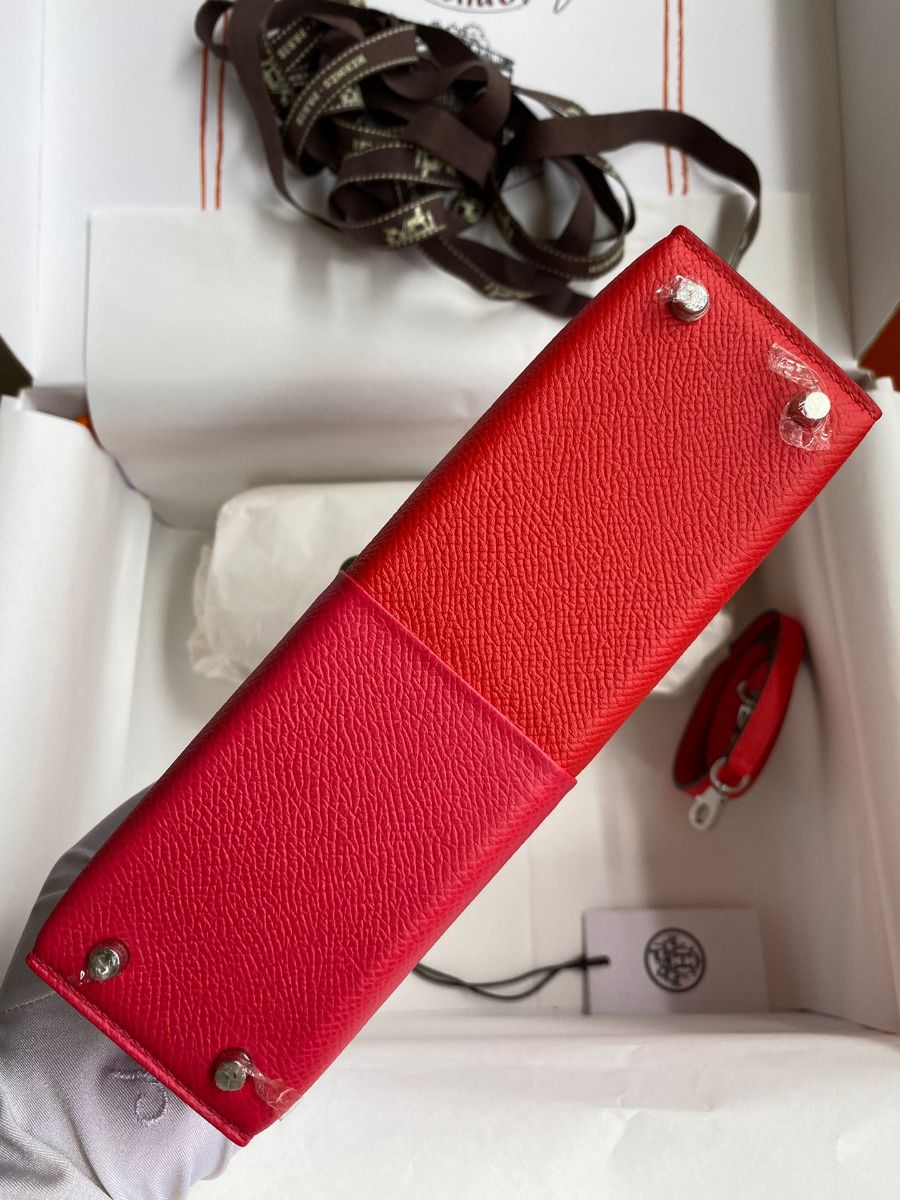 Hermes Kelly Mini II Sellier Tri-color Bag In Red/Rose Extreme/Blue Epsom Calfskin - Image 4