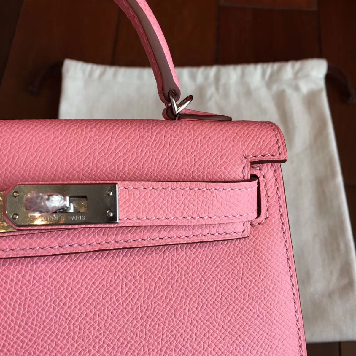 Hermes Kelly Mini II Handmade Bag In Rose Confetti Epsom Leather - Image 4