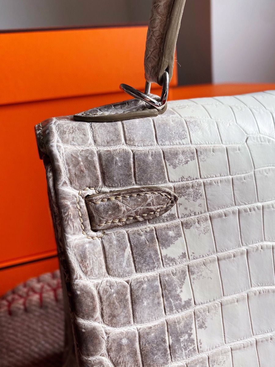 Hermes Kelly Retourne 25 Handmade Bag In Himalaya Crocodile Niloticus Skin - Image 6