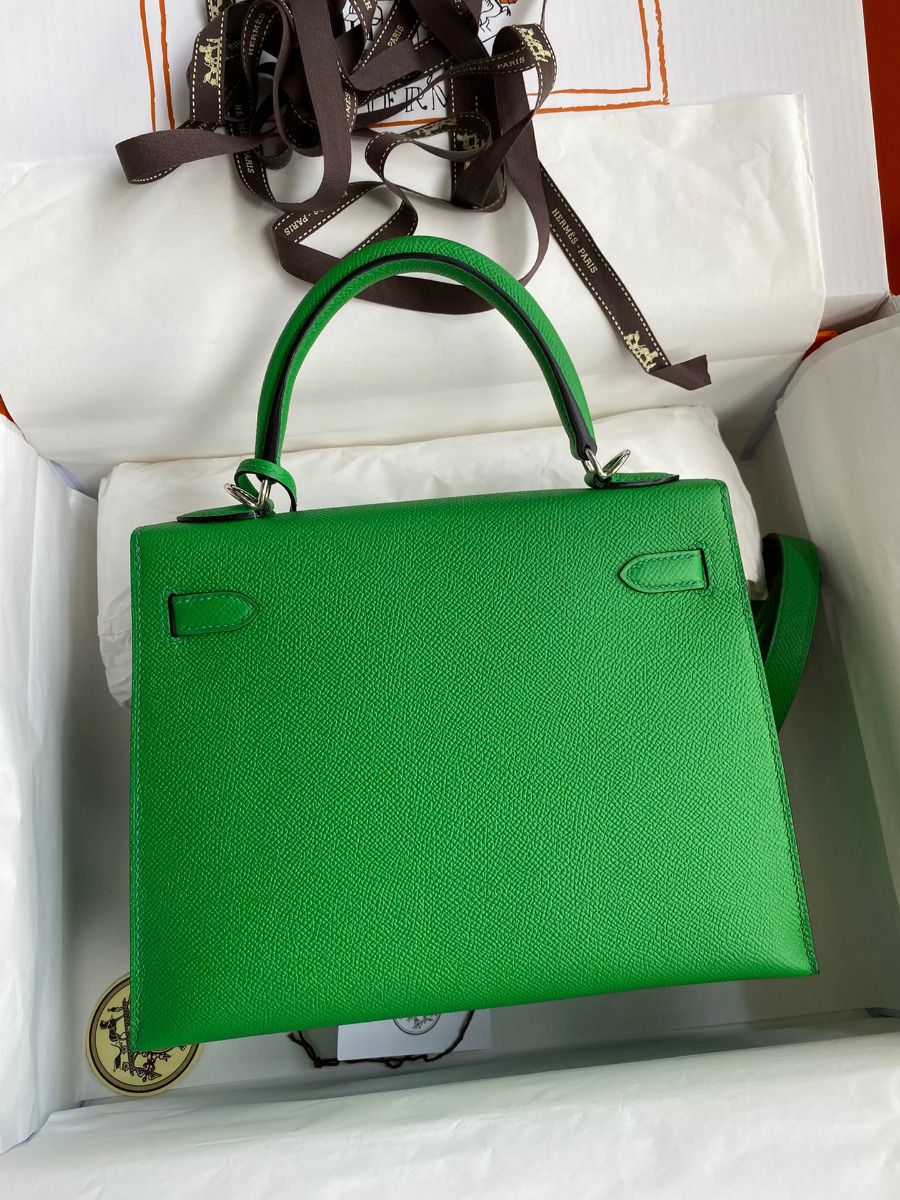 Hermes Kelly Sellier 25 Handmade Bag In Bambou Epsom Calfskin - Image 3