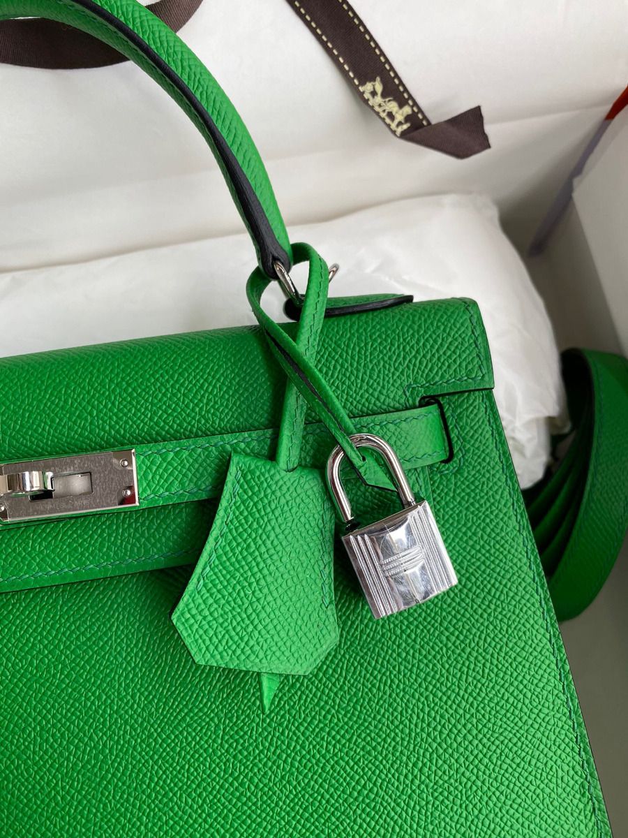 Hermes Kelly Sellier 25 Handmade Bag In Bambou Epsom Calfskin - Image 4