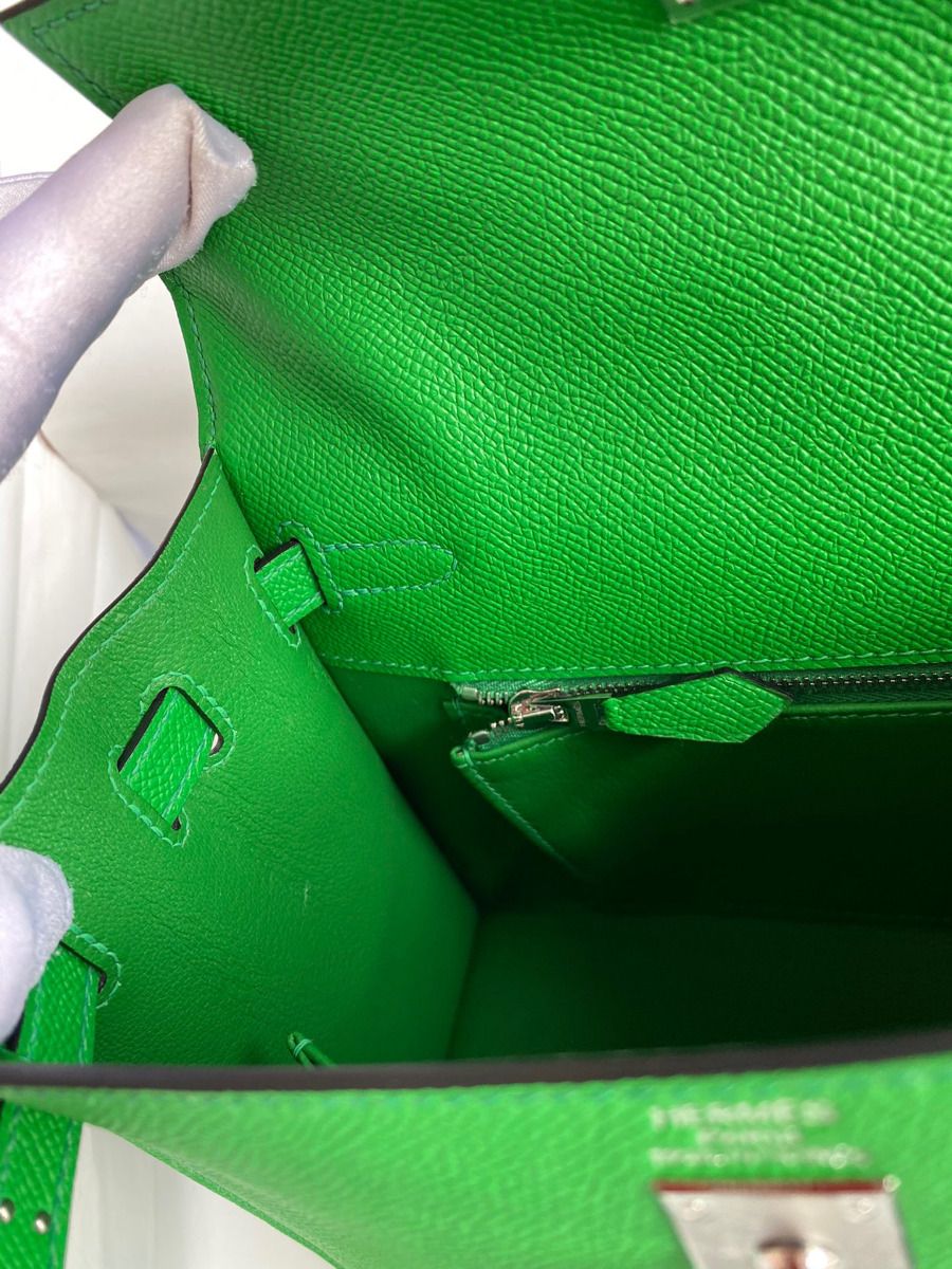 Hermes Kelly Sellier 25 Handmade Bag In Bambou Epsom Calfskin - Image 10
