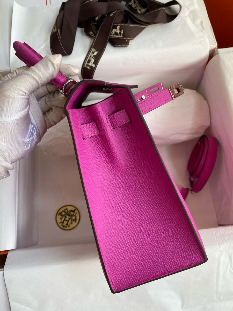 Hermes Kelly Sellier 25 Handmade Bag In Magnolia Epsom Calfskin - Image 6