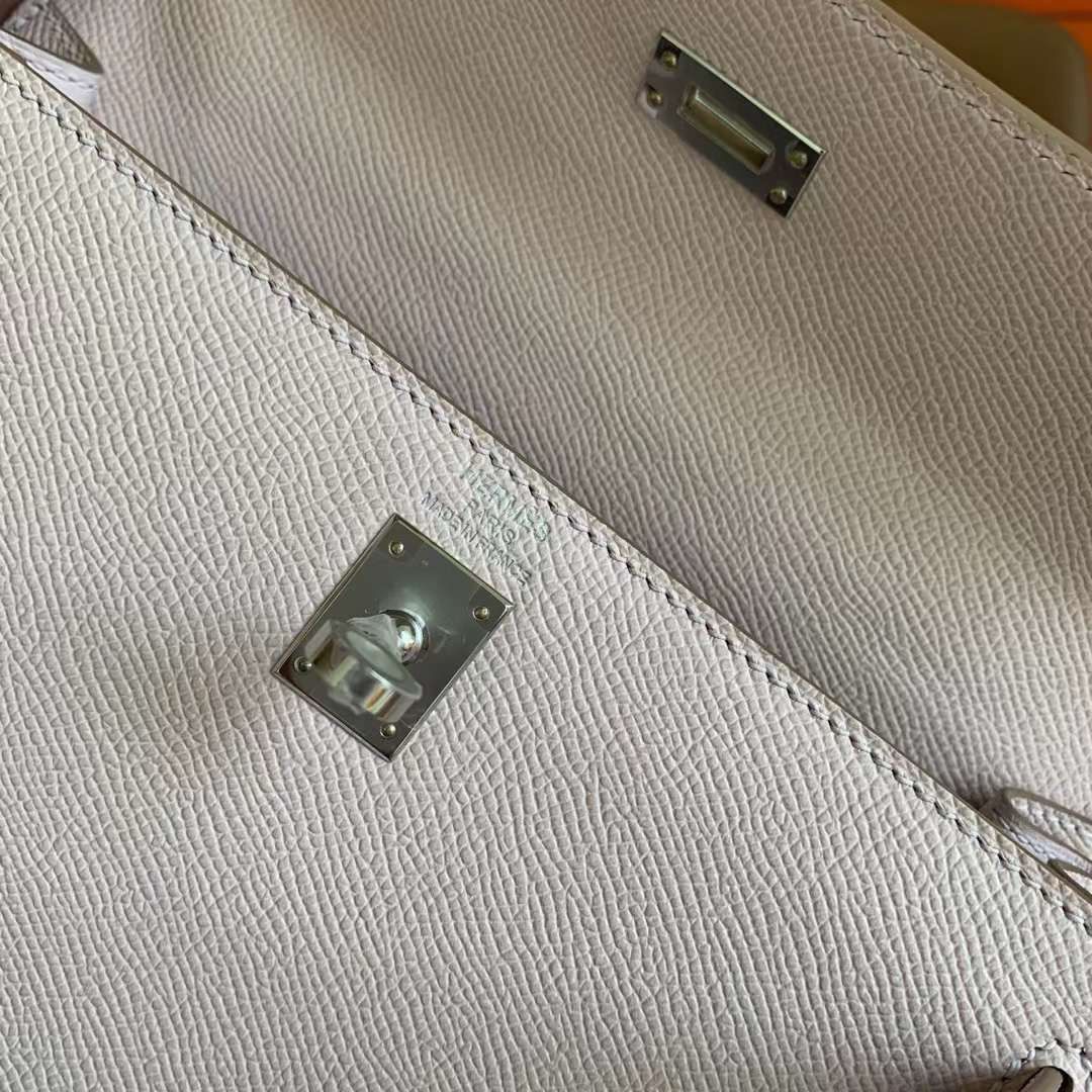 Hermes Kelly Sellier 25 Handmade Bag In Mauve Pale Epsom Calfskin - Image 10
