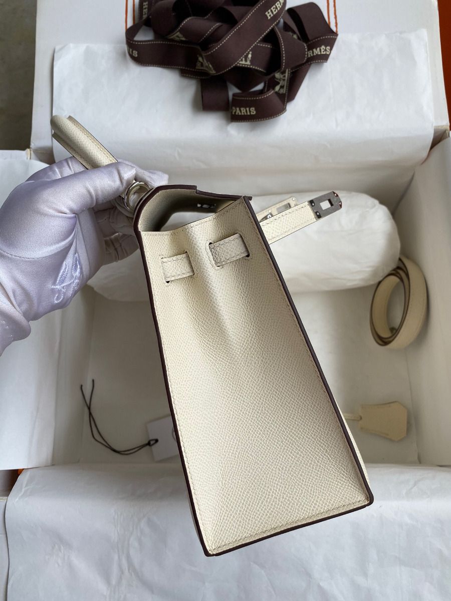 Hermes Kelly Sellier 25 Handmade Bag In Nata Epsom Calfskin - Image 6