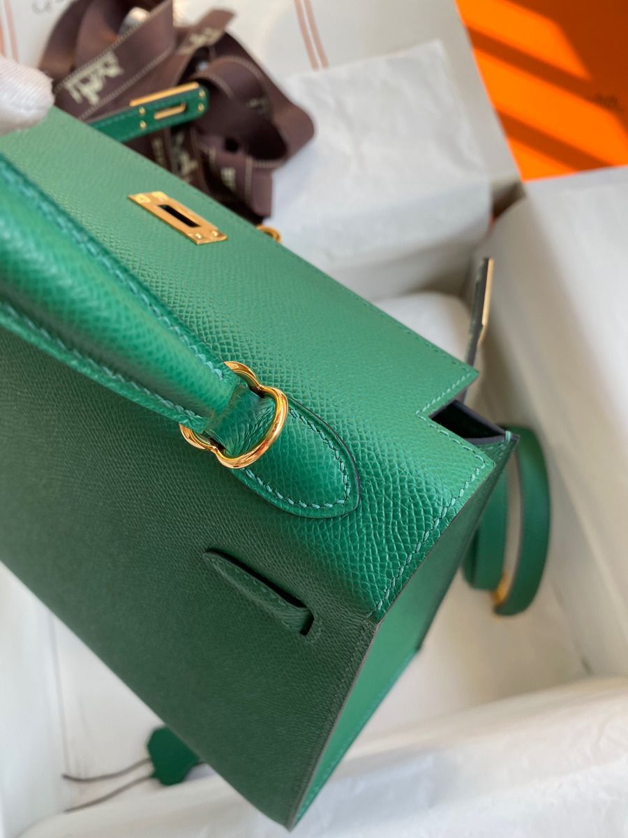 Hermes Kelly Sellier 25 Handmade Bag In Vert Vertigo Epsom Calfskin - Image 7