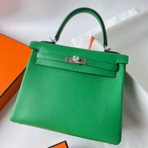 Hermes Kelly Retourne 25 Handmade Bag in Bambou Swift Calfskin