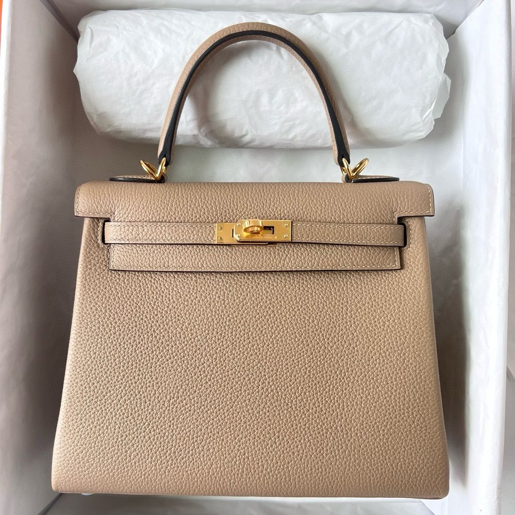 Hermes Kelly Retourne 28 Handmade Bag in Trench Clemence Leather