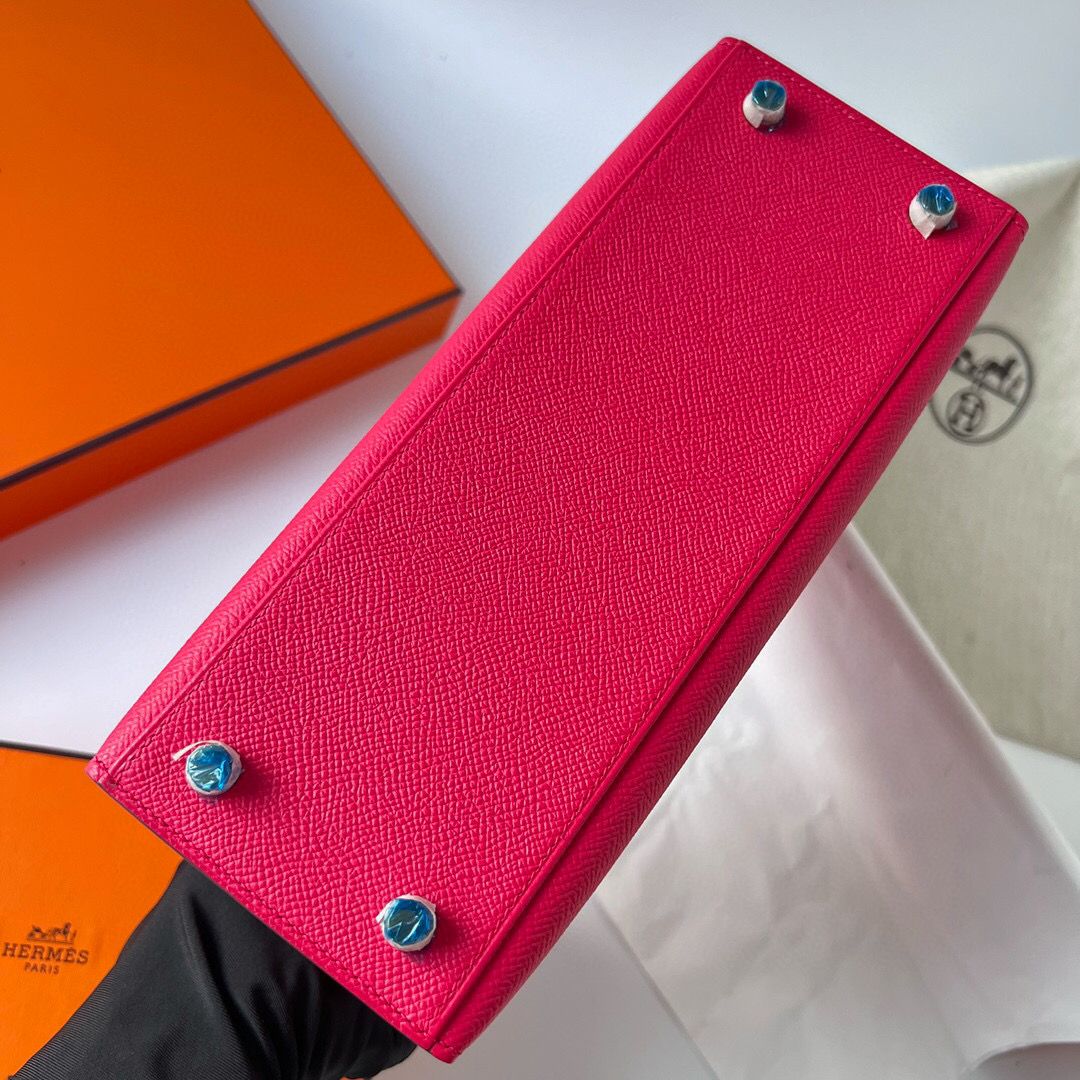Hermes Kelly Sellier 28 Handmade Bag In Rose Extreme Epsom Calfskin - Image 8