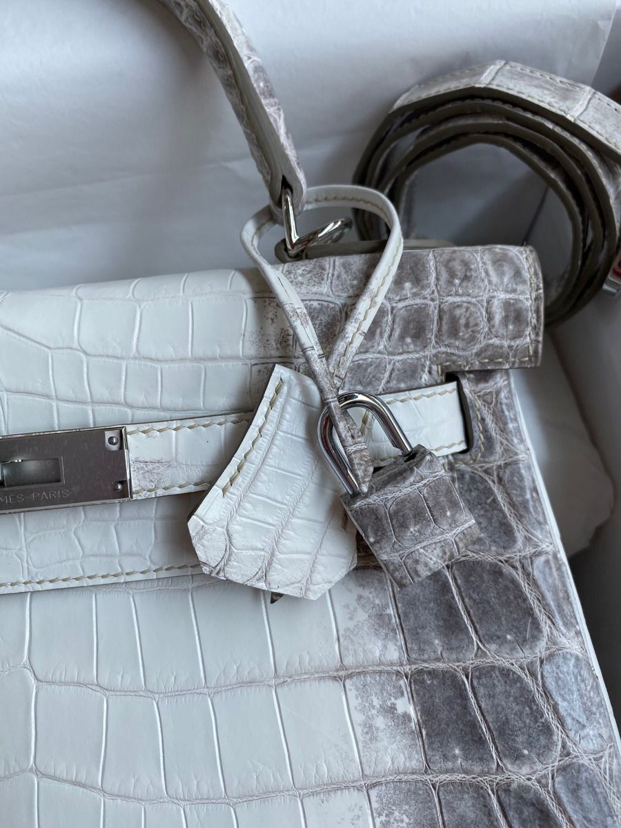 Hermes Kelly Retourne 28 Handmade Bag In Himalaya Crocodile Niloticus Skin - Image 4