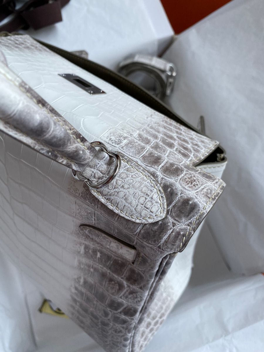 Hermes Kelly Retourne 28 Handmade Bag In Himalaya Crocodile Niloticus Skin - Image 7
