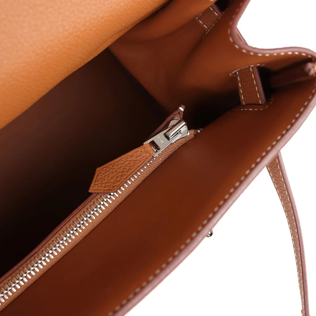 Hermes Kelly 42 Maxi Handmade Bag in Gold Clemence Leather - Image 10