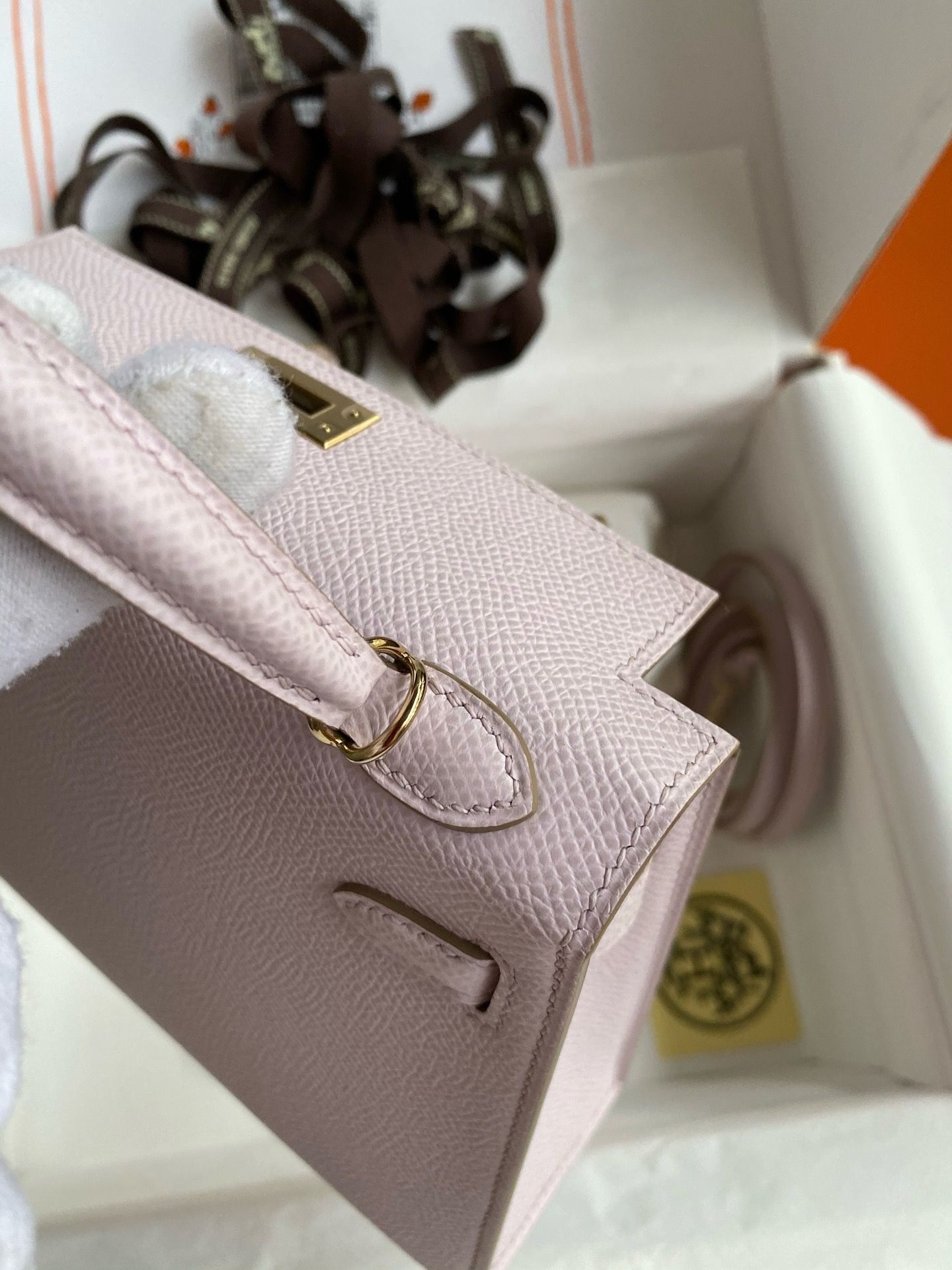 Hermes Kelly Mini II Verso Sellier Handmade Bag in Mauve Pale Epsom Calfskin - Image 3