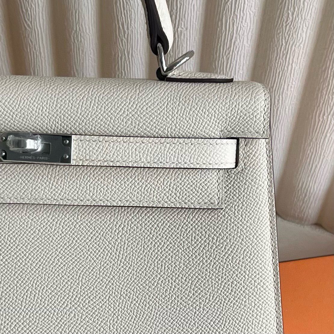 Hermes Kelly Sellier 25 Verso Handmade Bag in Craie and Biscuit Epsom Calfskin - Image 3