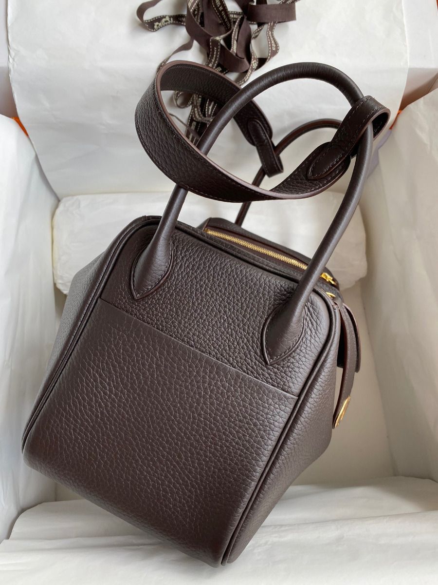 Hermes Lindy 26 Handmade Bag In Ebene Clemence Leather - Image 3