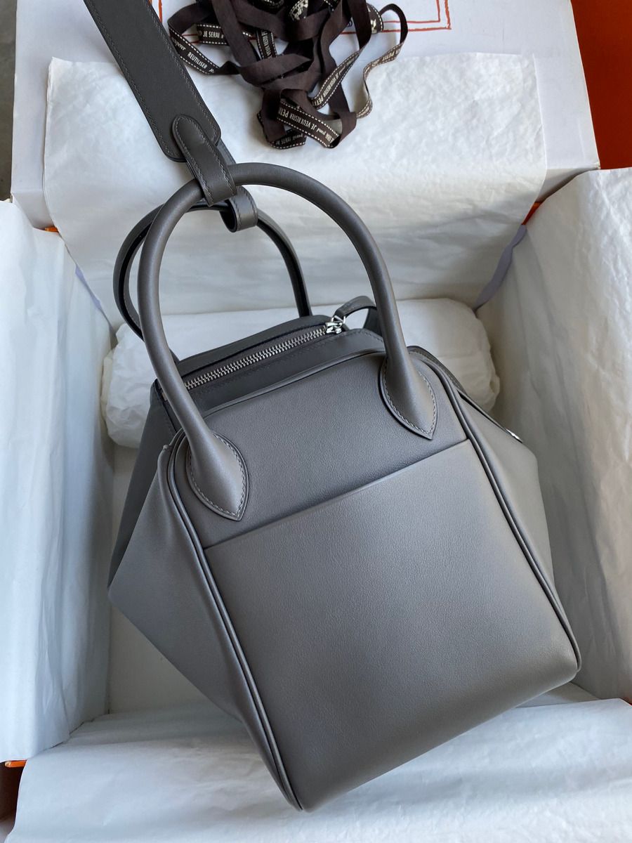 Hermes Lindy 30 Handmade Bag In Grey Swift Calfskin - Image 3