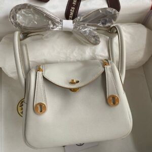 Hermes Mini Lindy Verso Bag in Gris Pale Swift Calfskin