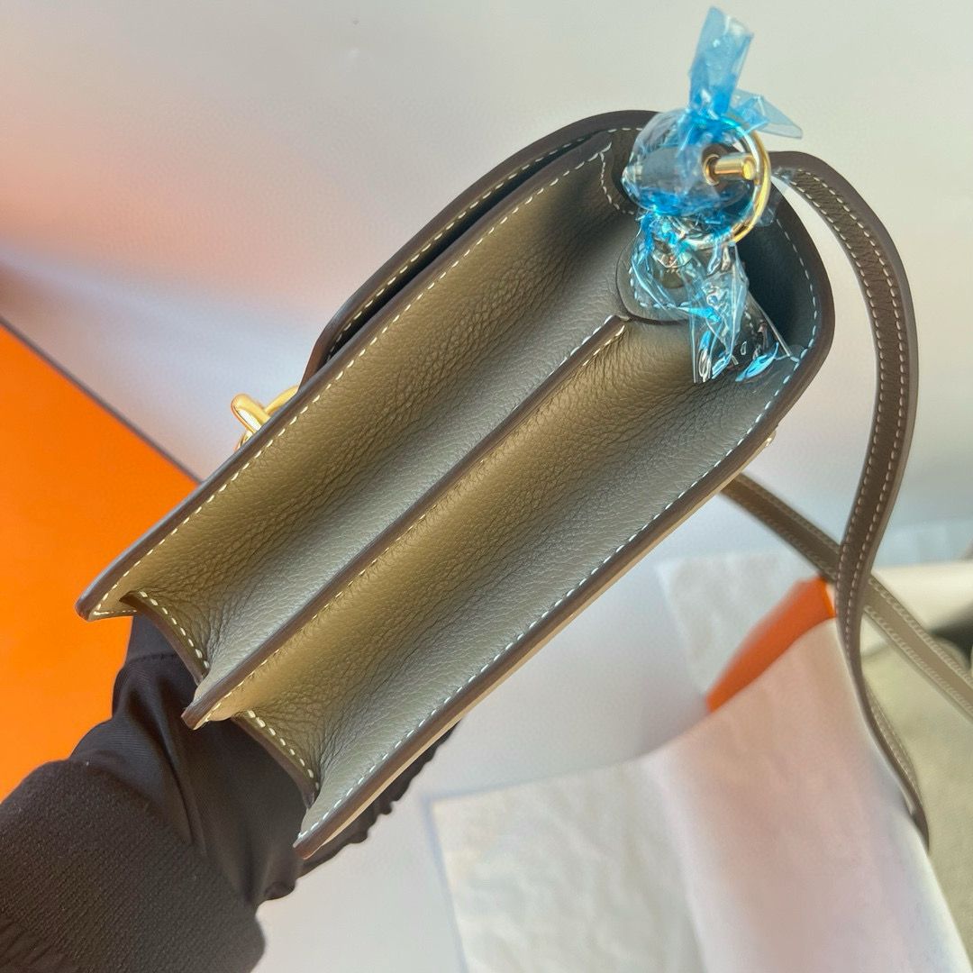 Hermes Roulis Mini 18 Bag in Taupe Evercolor Calfskin - Image 5