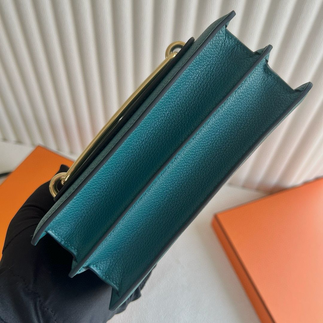 Hermes Roulis Mini 18 Bag in Vert Bosphore Evercolor Calfskin - Image 6