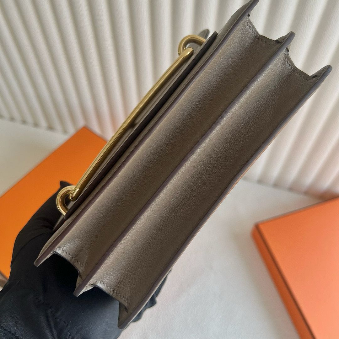 Hermes Roulis Mini 18 Bag in Taupe Swift Calfskin - Image 9