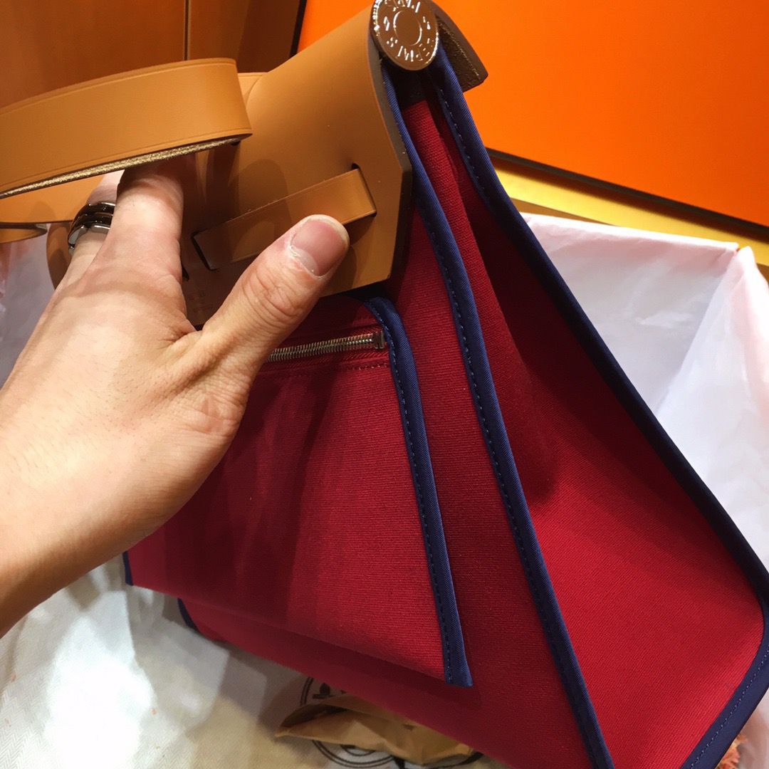 Hermes Herbag Zip 31cm Bag In Brown And Red - Image 8
