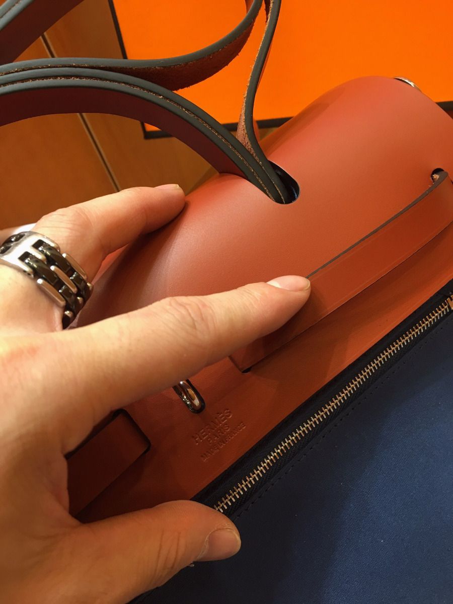 Hermes Herbag Zip 31cm Bag In Camel And Blue - Image 8